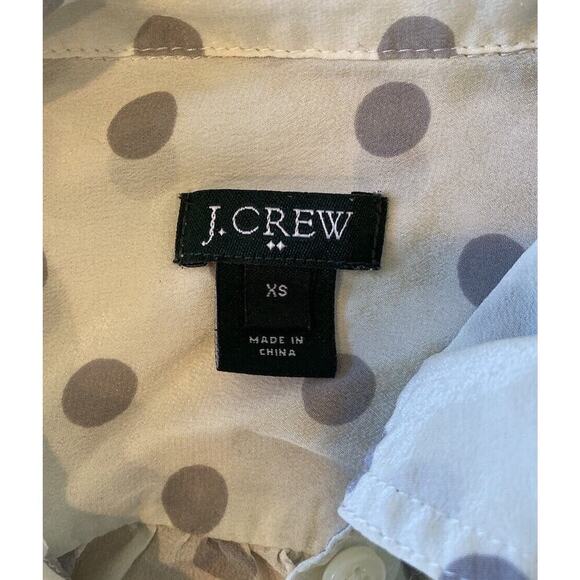 J Crew Dot 100% Silk Button Up Shirt Size XS Women’s Gray - Picture 3 of 8